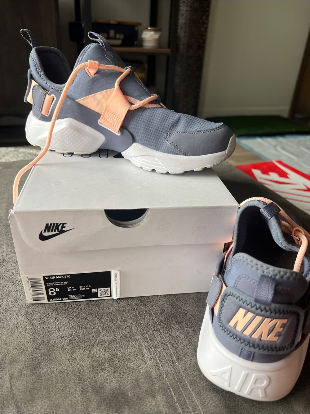 Like NEW WMNS Nike air Sneakers Gray with Peach Accents.